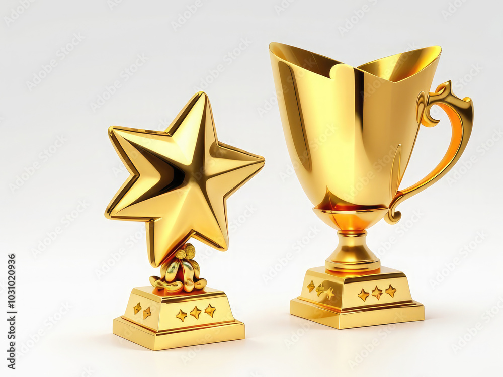 A golden trophy with a star on top A golden trophy with a star on top
