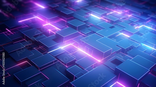 3d rendering of blue and purple abstract geometric background. Scene for advertising, technology, showcase, banner, game, sport, cosmetic, business, metaverse. Sci-Fi Illustration. Product display