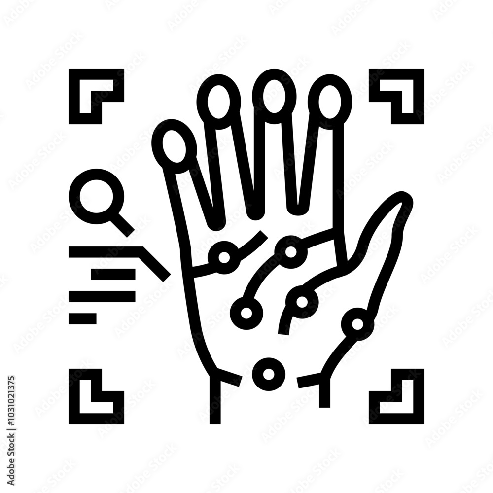 handprint recognition line icon vector. handprint recognition sign. isolated contour symbol black illustration handprint recognition line icon vector. handprint recognition sign. isolated contour symbol black illustration