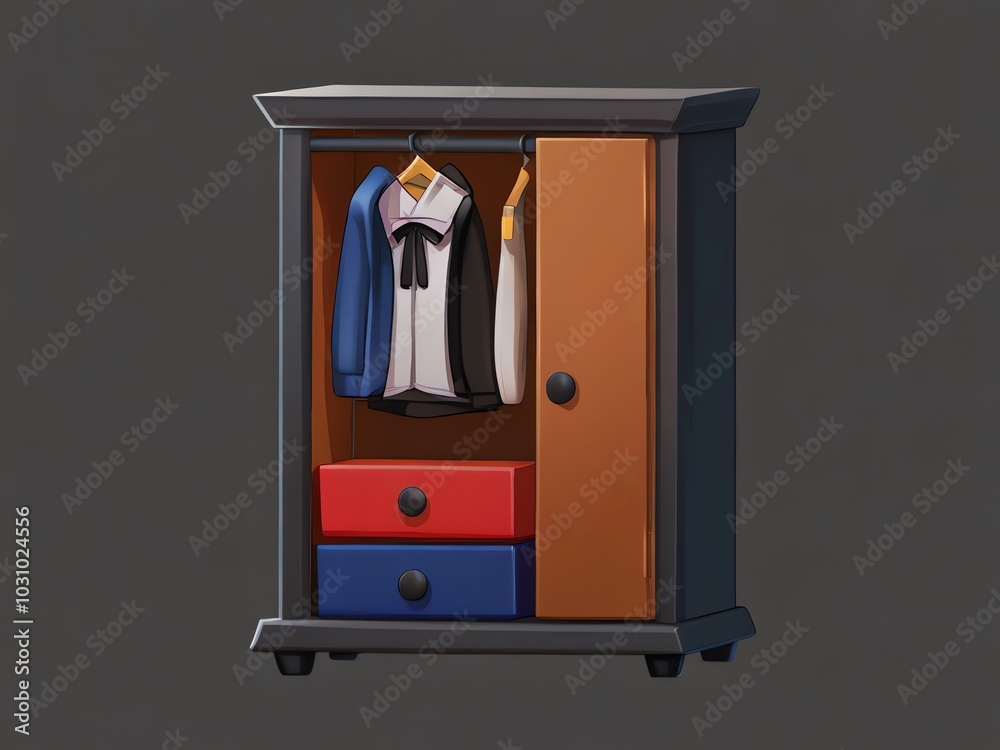 Cartoon Wardrobe with Open Door Cartoon Wardrobe with Open Door