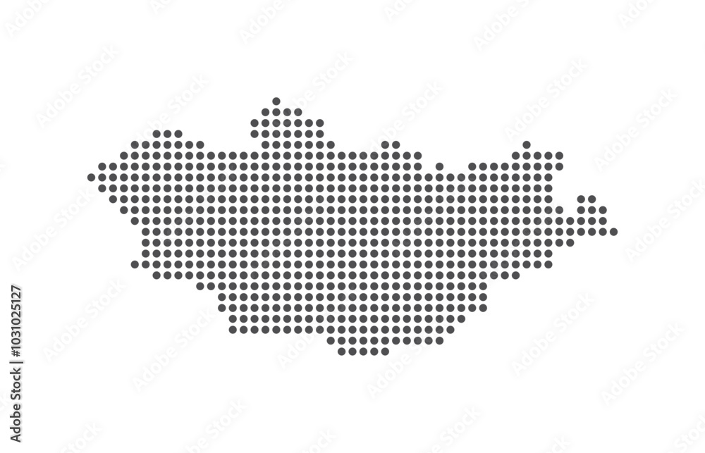 Mongolia - Dotted Map. Map formed by Dots. Vector Illustration