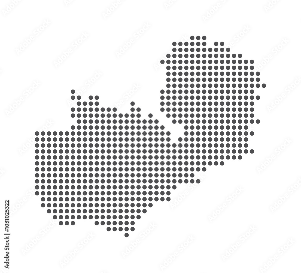 Obraz premium Zambia - Dotted Map. Map formed by Dots. Vector Illustration