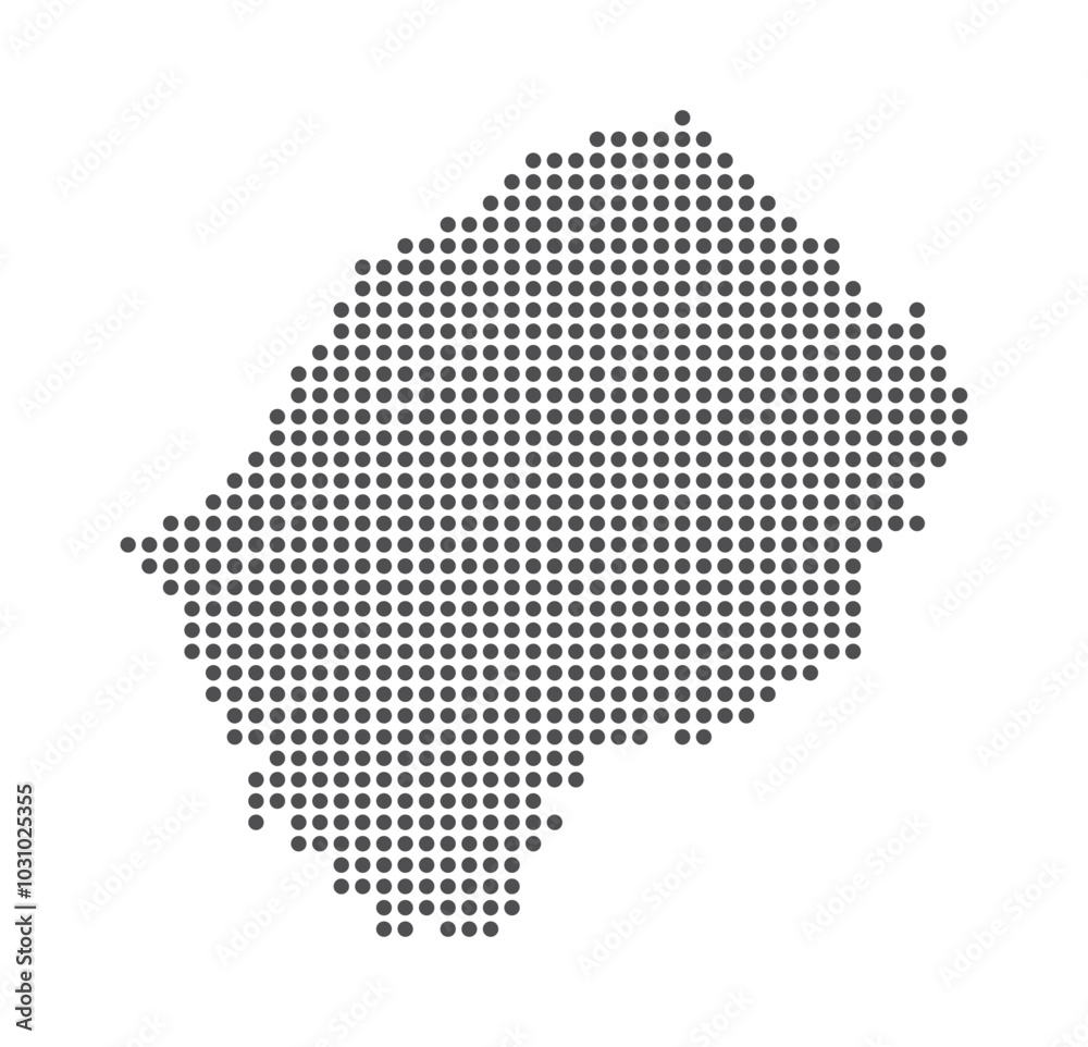 Lesotho - Dotted Map. Map formed by Dots. Vector Illustration Lesotho - Dotted Map. Map formed by Dots. Vector Illustration