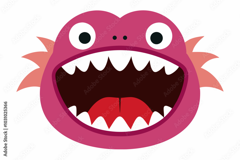 Naklejka premium Cute monster mouths vector set. Monster expression funny, tongue and monster mouths with teeth illustration.with white background