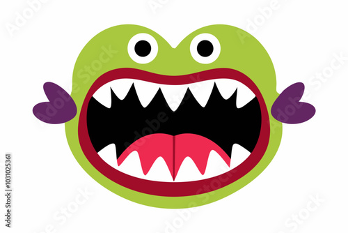 Cute monster mouths vector set. Monster expression funny, tongue and monster mouths with teeth illustration.with white background