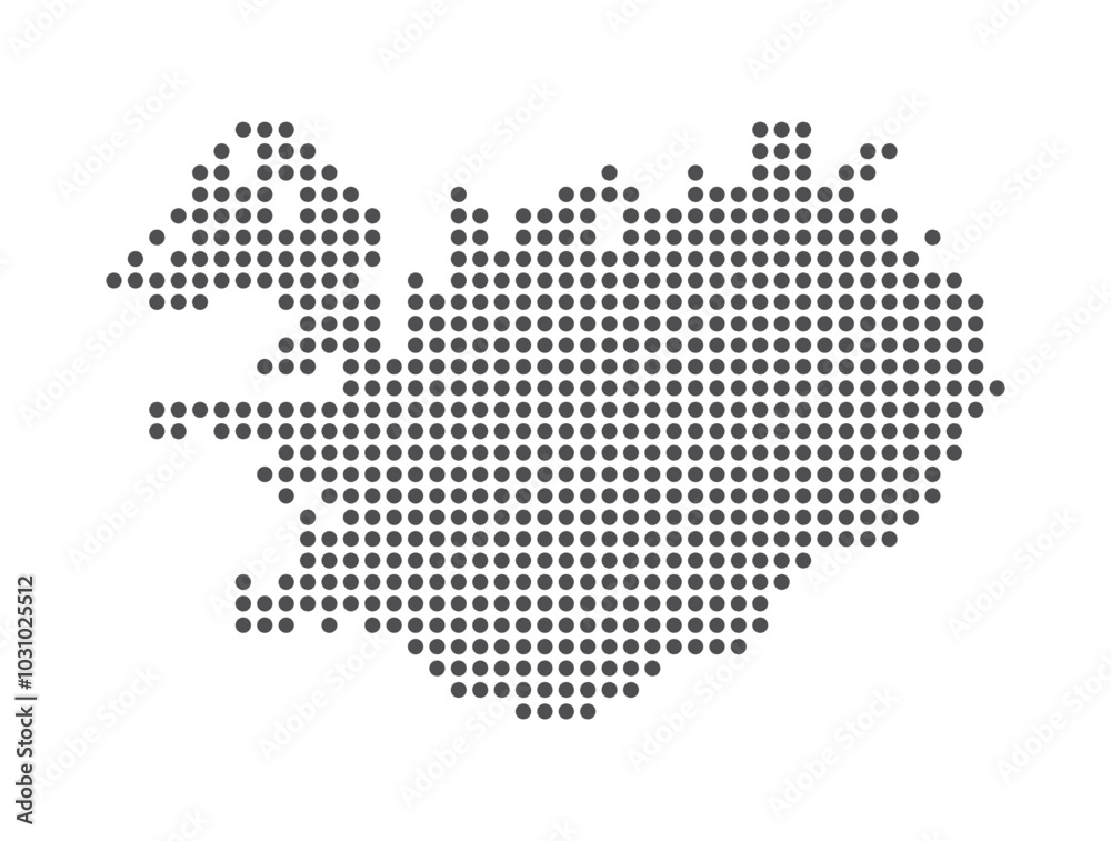 Fototapeta premium Iceland - Dotted Map. Map formed by Dots. Vector Illustration