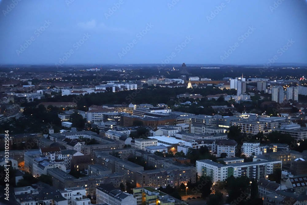Leipzig, nächtliches Panorama vom Uni-Turm aus gesehen Leipzig, nächtliches Panorama vom Uni-Turm aus gesehen