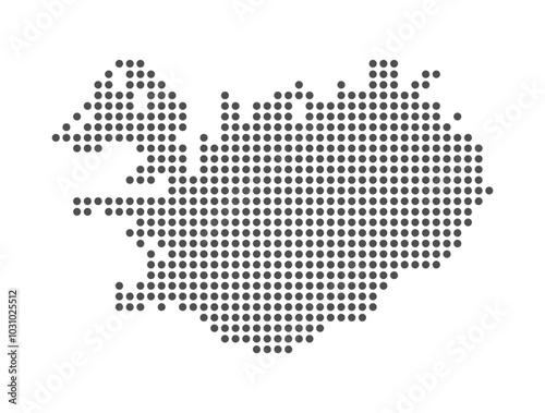 Iceland - Dotted Map. Map formed by Dots. Vector Illustration
