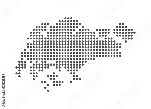 Singapore - Dotted Map. Map formed by Dots. Vector Illustration