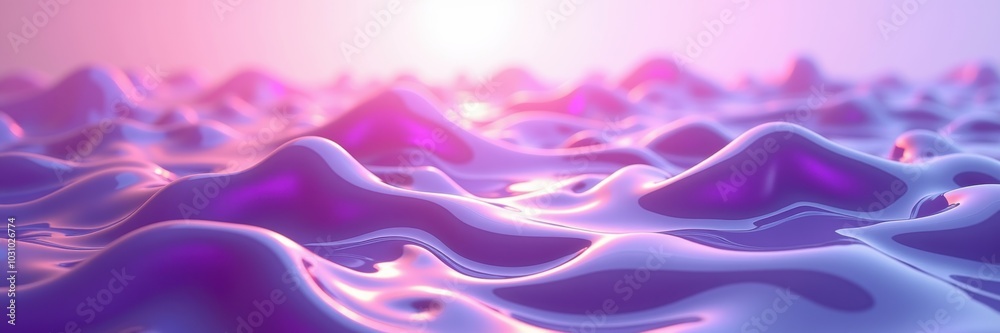 Fototapeta premium Abstract purple waves create a surreal landscape, perfect for showcasing creativity in digital art, technology, or wellness themes.