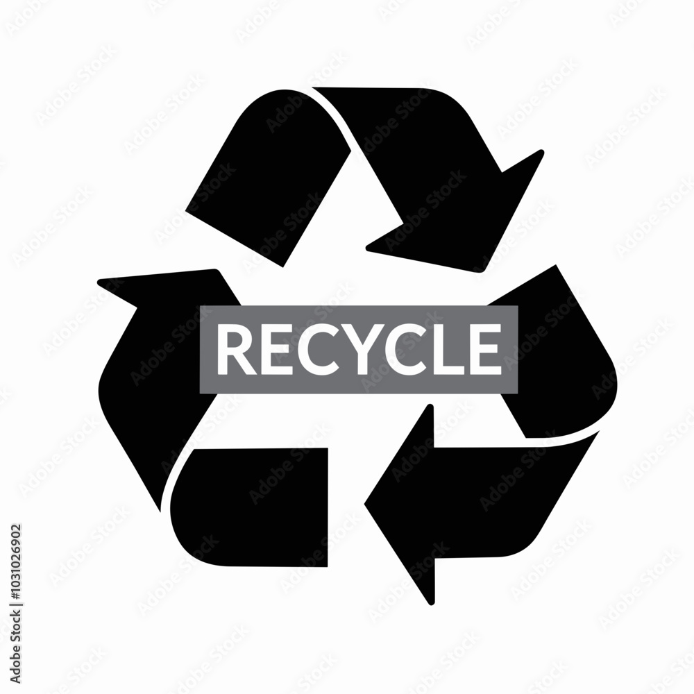 Bold Black Recycling Symbol with Recycle Text Bold Black Recycling Symbol with Recycle Text