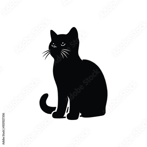 Flat design cat silhouette vector