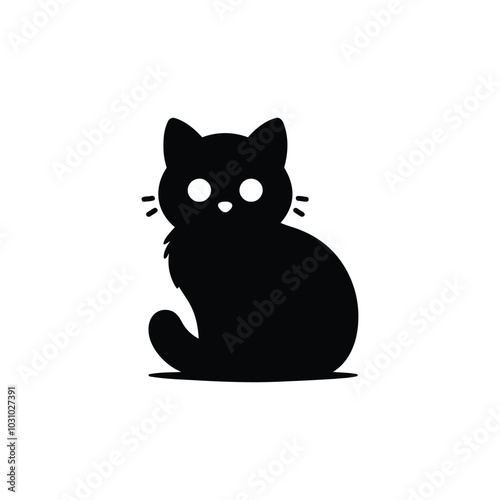 Flat design cat silhouette vector