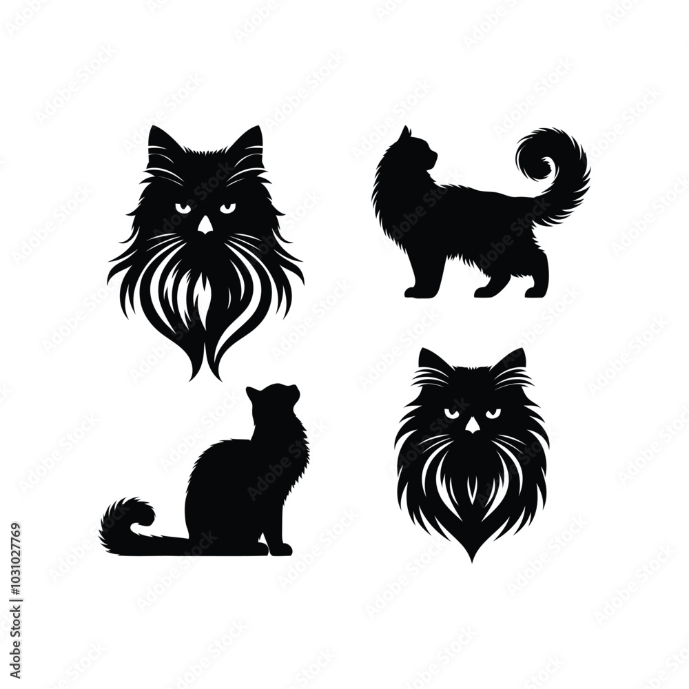 Obraz premium Black Cat Silhouettes in Various Poses