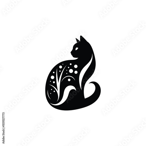 Flat design cat silhouette vector