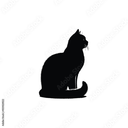 Flat design cat silhouette vector