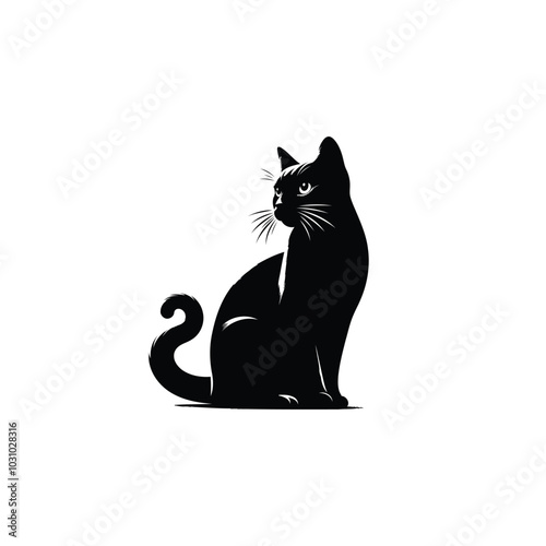 Flat design cat silhouette vector