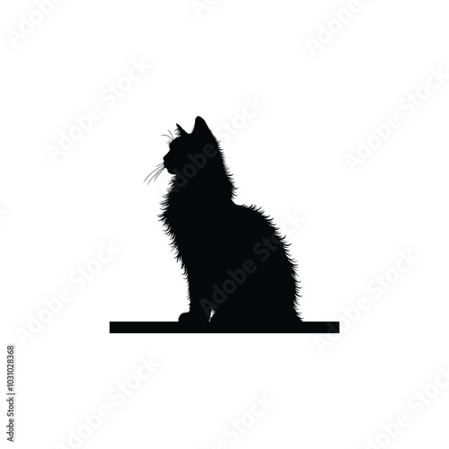 Flat design cat silhouette vector