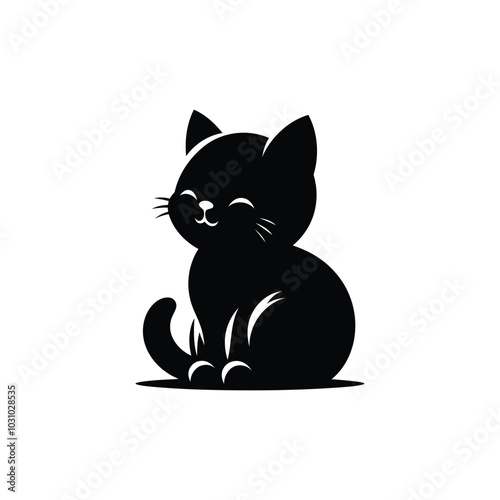 Flat design cat silhouette vector