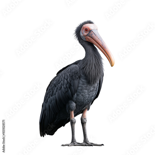 Stork standing tall with long legs and a sharp beak on a transparent background photo