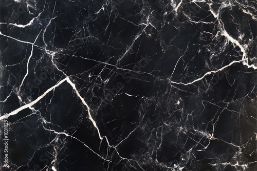 Deep black marble texture with subtle white veins and glossy finish