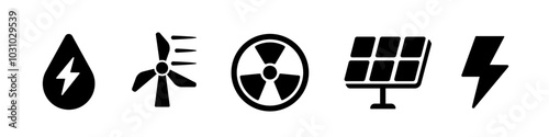 Energy source icon. Power source icon set.