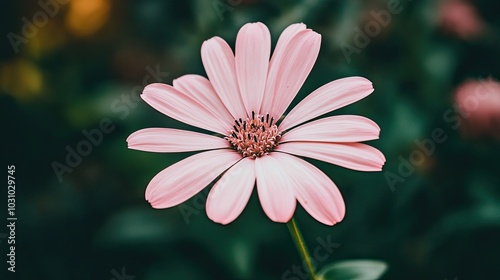 Delicate Pink Flower with Soft Petals and Green Background #1031029745