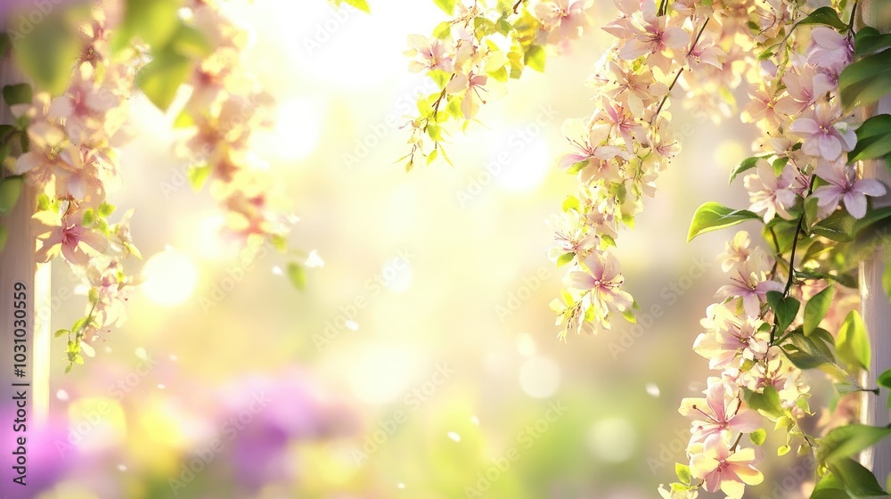 Soft Blossom Light in a Serene Floral Background Soft Blossom Light in a Serene Floral Background