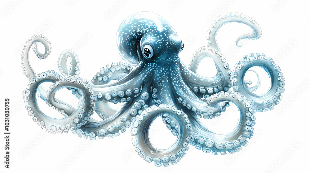 Obraz premium Octopus animal invertebrate transparent. Airbrush Art. Illustration