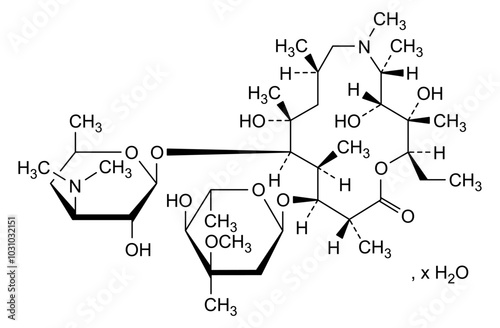 Chemical structure of azithromycin, drug substance