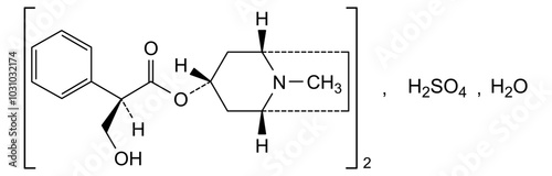Chemical structure of atropine sulfate, drug substance