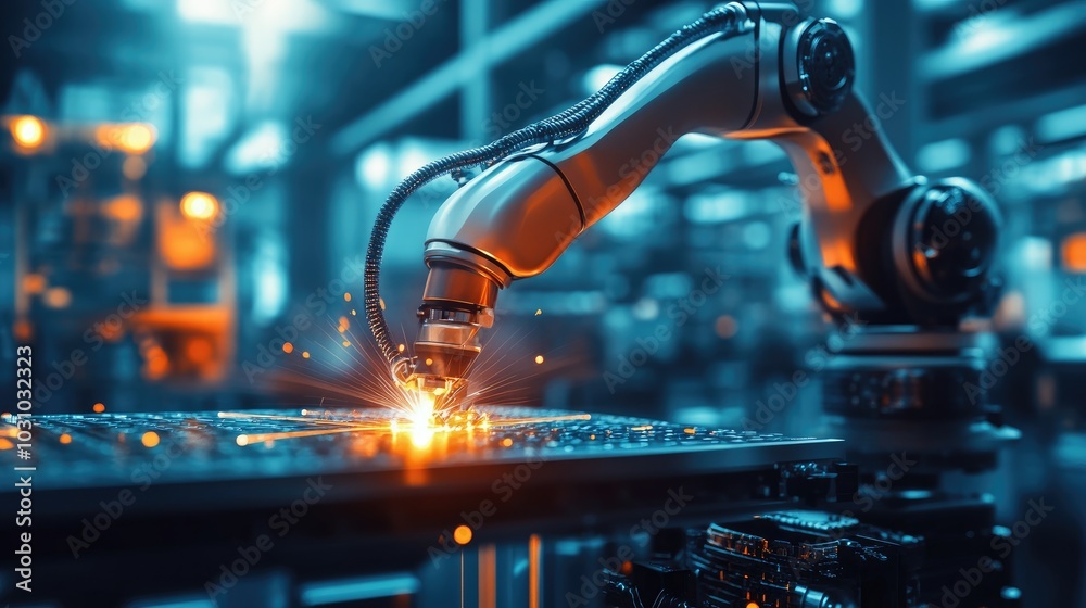 Robotic Arm Welding in Industrial Environment Robotic Arm Welding in Industrial Environment