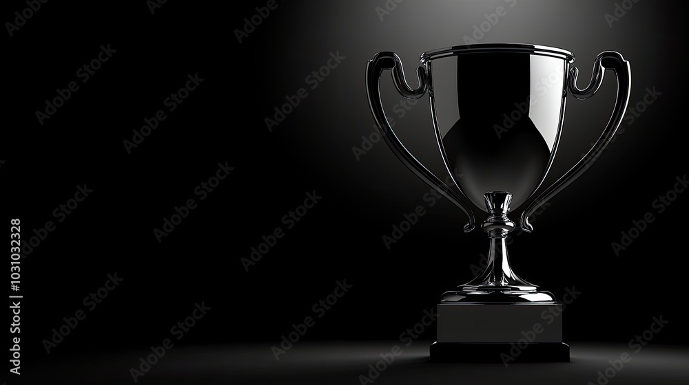 Elegant Black Trophy on Dark Background Elegant Black Trophy on Dark Background