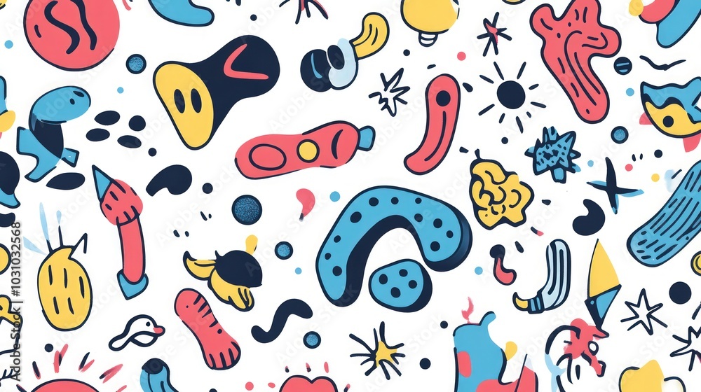 Fun line doodle seamless pattern, creative abstract background for childrena??s decor Fun line doodle seamless pattern, creative abstract background for childrena??s decor