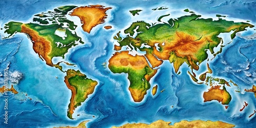 Pangea Modern Borders Map Concept Illustrating Continental Drift and Geopolitical Changes in a Stunning Visual photo