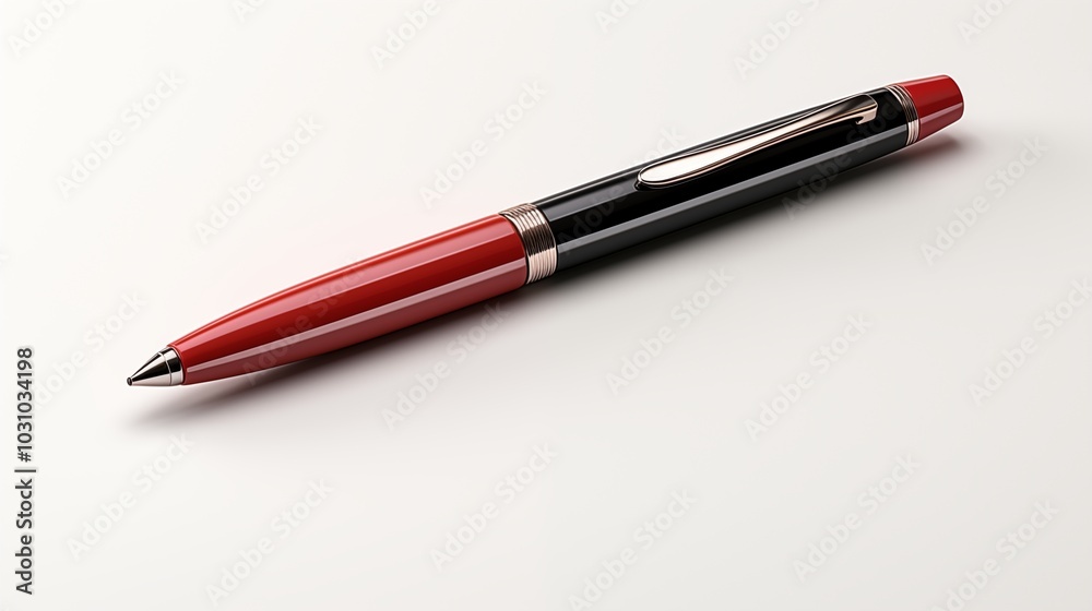 a black ballpoint pen with a cap presented on a white background. a black ballpoint pen with a cap presented on a white background.