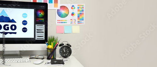 Workplace of graphic design...