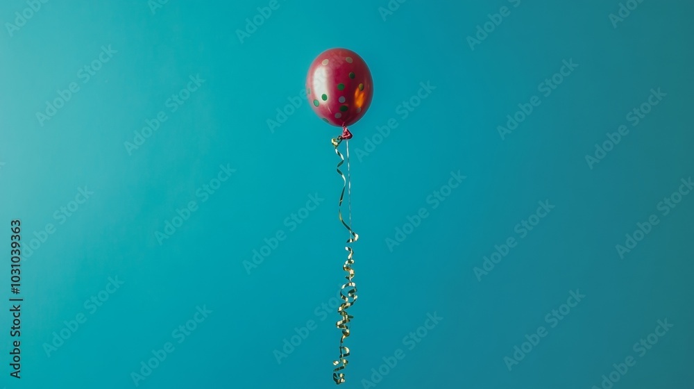 A red balloon with a string attached to it is floating in the air A red balloon with a string attached to it is floating in the air