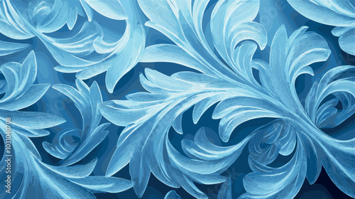 Frost pattern texture. Ice on window glass realistic effect freeze surface ornate abstract snowflake patterns icy winter wallpaper papercut cartoon fabric print vector illustration