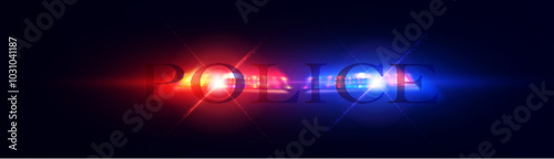 Police LED Red and Blue Flashing Beacons. Emergency Flashing Beacons, Chase Siren and Patrol Car. Vector