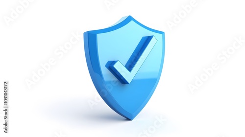 Free Download cartoon 3d Icon safety shield check mark perspective . Blue symbol security safety icon. Checkmark in minimalistic style. 3d vector illustration. white background - GFXLoad