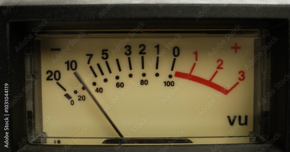 Movement of the arrow on the sound level meter, close-up. Recording Studio Movement of the arrow on the sound level meter, close-up. Recording Studio