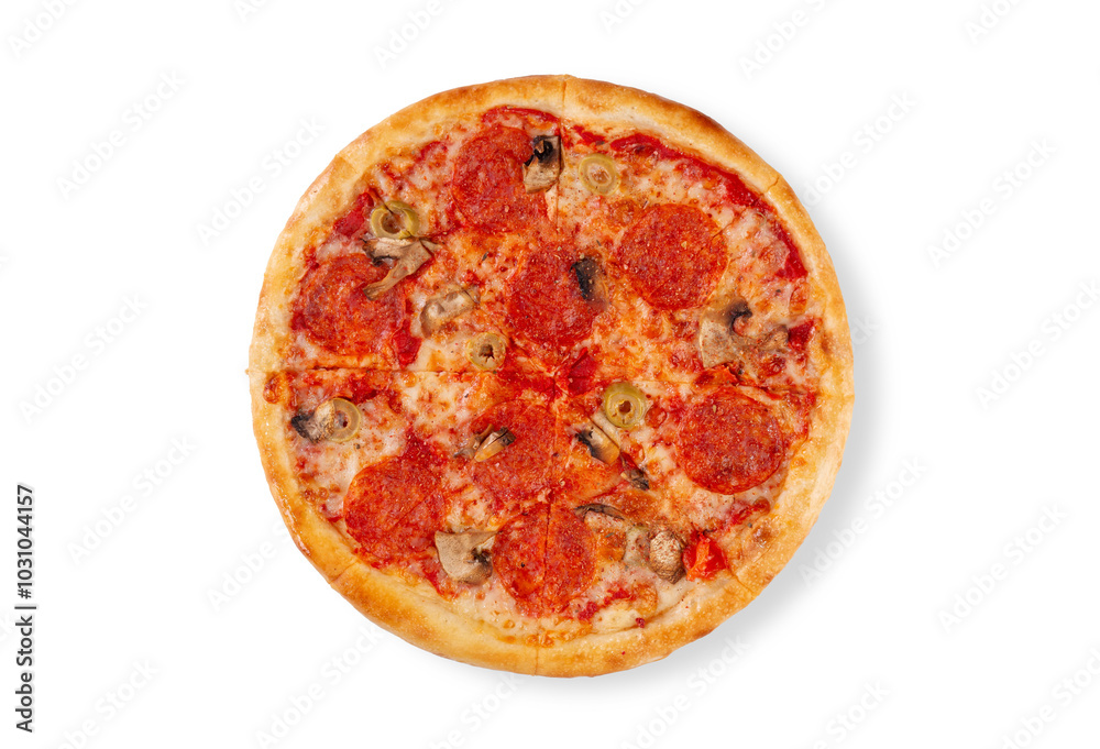 delicious pizza on a white background delicious pizza on a white background