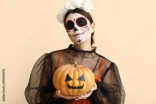 Young woman dressed for Hal...