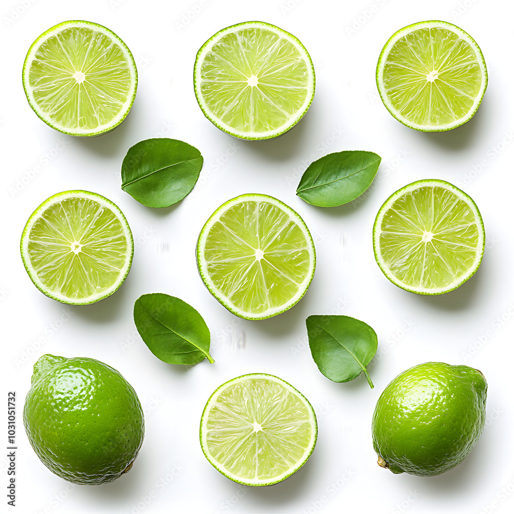 lime slices isolated on white