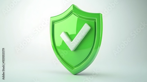 Wallpaper Mural cartoon 3d Icon safety shield check mark perspective . green symbol security safety icon. Checkmark in minimalistic style. 3d vector illustration. white background Torontodigital.ca