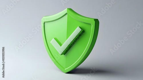 cartoon 3d Icon safety shield check mark perspective . green symbol security safety icon. Checkmark in minimalistic style. 3d vector illustration. white background