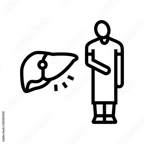 liver man disease line icon vector. liver man disease sign. isolated contour symbol black illustration