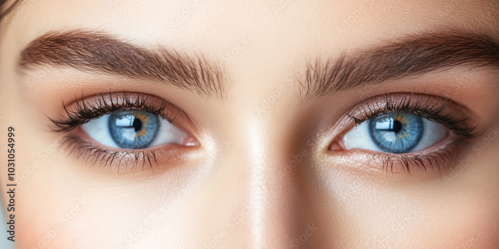 Close-up photo of beautiful blue female eyes. Close-up photo of beautiful blue female eyes.