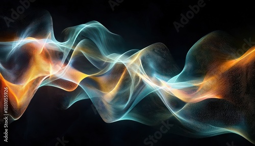 Dynamic waves light flow vibrantly over a dark backdrop, ideal for expressive projects.